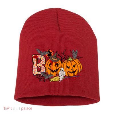 Boo Halloween Costume Spiders Ghosts Pumkin & Witch Hat Short Acrylic Beanie