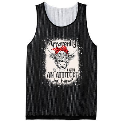 Bleached Highland Cow Apparantly I Have An Attitude Who Knew Mesh Reversible Basketball Jersey Tank