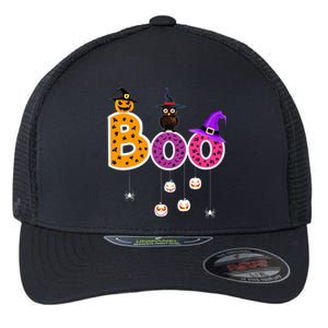 Boo Halloween Costume Spiders Ghosts Pumkin & Witch Hat Flexfit Unipanel Trucker Cap