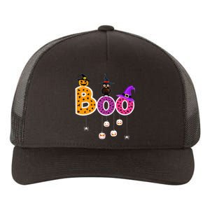 Boo Halloween Costume Spiders Ghosts Pumkin & Witch Hat Yupoong Adult 5-Panel Trucker Hat