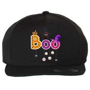 Boo Halloween Costume Spiders Ghosts Pumkin & Witch Hat Wool Snapback Cap