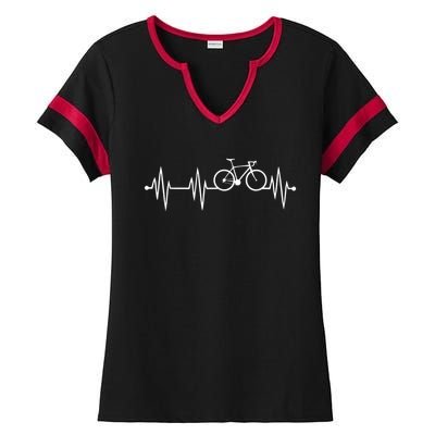 Bicycle Heartbeat Cycling For Cyclist Ladies Halftime Notch Neck Tee