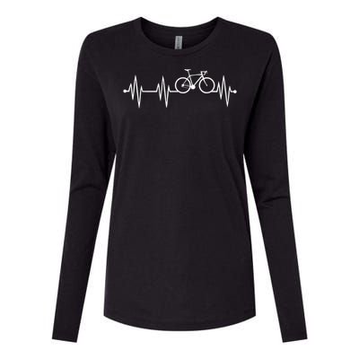 Bicycle Heartbeat Cycling For Cyclist Womens Cotton Relaxed Long Sleeve T-Shirt