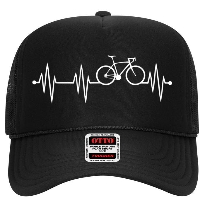 Bicycle Heartbeat Cycling For Cyclist High Crown Mesh Back Trucker Hat