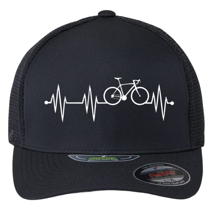 Bicycle Heartbeat Cycling For Cyclist Flexfit Unipanel Trucker Cap