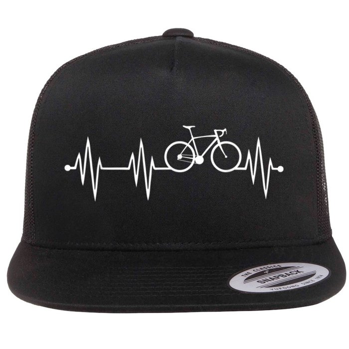 Bicycle Heartbeat Cycling For Cyclist Flat Bill Trucker Hat