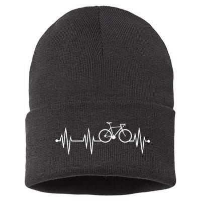 Bicycle Heartbeat Cycling For Cyclist Sustainable Knit Beanie