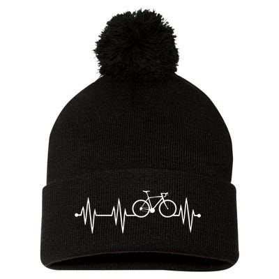 Bicycle Heartbeat Cycling For Cyclist Pom Pom 12in Knit Beanie