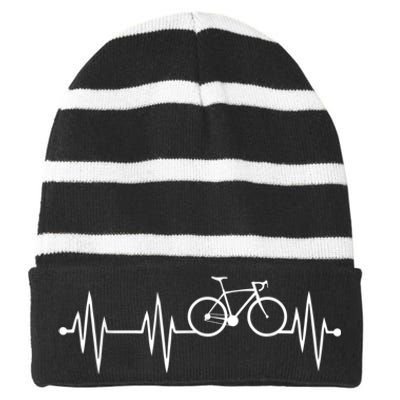 Bicycle Heartbeat Cycling For Cyclist Striped Beanie with Solid Band