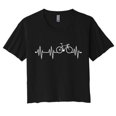 Bicycle Heartbeat Cycling For Cyclist Women's Crop Top Tee