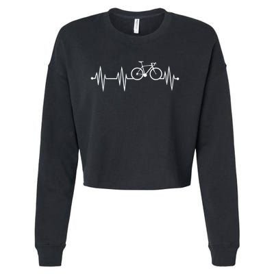 Bicycle Heartbeat Cycling For Cyclist Cropped Pullover Crew