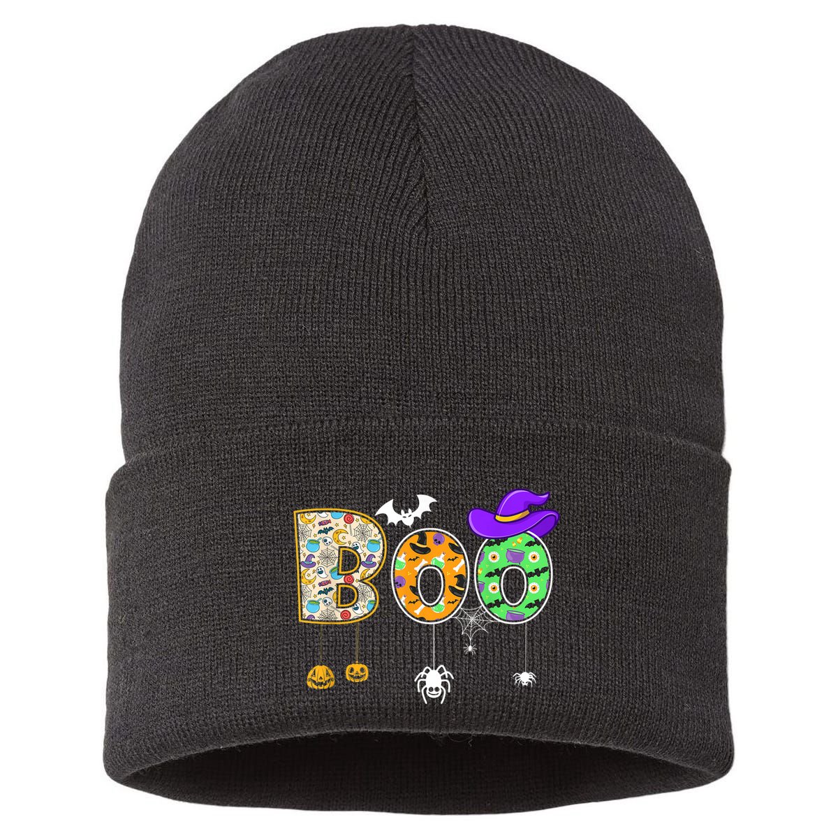 Boo Halloween Costume Spiders Ghosts Pumpkin & Witch Hat Sustainable Knit Beanie