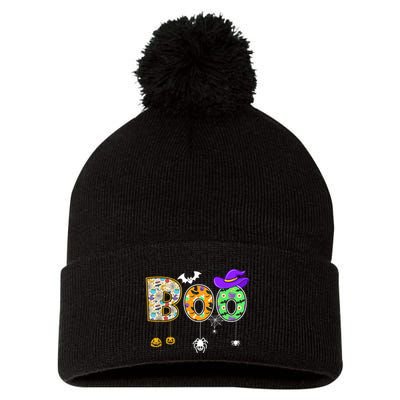 Boo Halloween Costume Spiders Ghosts Pumpkin & Witch Hat Pom Pom 12in Knit Beanie
