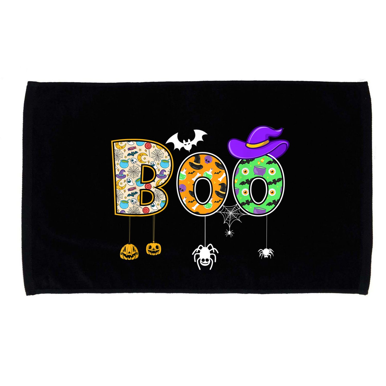 Boo Halloween Costume Spiders Ghosts Pumpkin & Witch Hat Microfiber Hand Towel