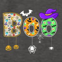 Boo Halloween Costume Spiders Ghosts Pumpkin & Witch Hat Vector Backpack