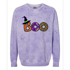 Boo Halloween Costume Spiders Ghosts Pumkin & Witch Hat Colorblast Crewneck Sweatshirt