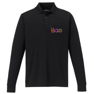 Boo Halloween Costume Spiders Ghosts Pumkin & Witch Hat Performance Long Sleeve Polo