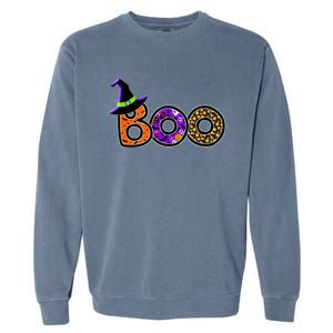 Boo Halloween Costume Spiders Ghosts Pumkin & Witch Hat Garment-Dyed Sweatshirt