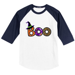 Boo Halloween Costume Spiders Ghosts Pumkin & Witch Hat Baseball Sleeve Shirt