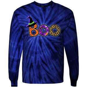 Boo Halloween Costume Spiders Ghosts Pumkin & Witch Hat Tie-Dye Long Sleeve Shirt