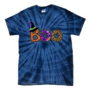 Boo Halloween Costume Spiders Ghosts Pumkin & Witch Hat Tie-Dye T-Shirt