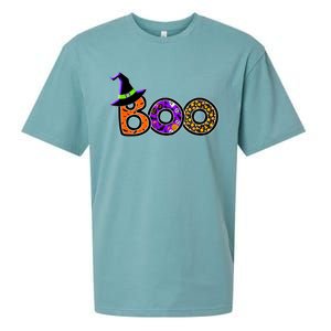 Boo Halloween Costume Spiders Ghosts Pumkin & Witch Hat Sueded Cloud Jersey T-Shirt