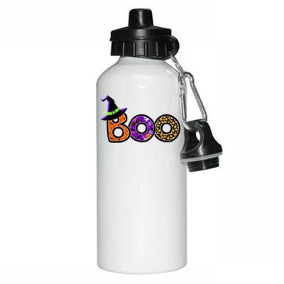 Boo Halloween Costume Spiders Ghosts Pumkin & Witch Hat Aluminum Water Bottle