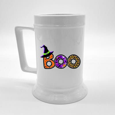 Boo Halloween Costume Spiders Ghosts Pumkin & Witch Hat Beer Stein