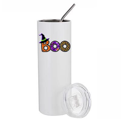 Boo Halloween Costume Spiders Ghosts Pumkin & Witch Hat Stainless Steel Tumbler