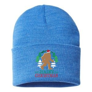 Bigfoot Hairy Christmas Holiday Sasquatch Funny Xmas Gift Sustainable Knit Beanie