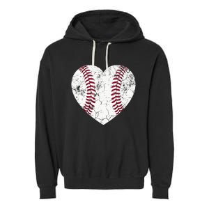 Baseball Heart Cute Mom Softball Gift mother's dsy Garment-Dyed Fleece Hoodie