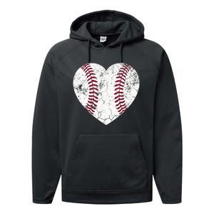 Baseball Heart Cute Mom Softball Gift mother's dsy Performance Fleece Hoodie