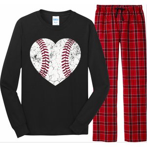 Baseball Heart Cute Mom Softball Gift mother's dsy Long Sleeve Pajama Set