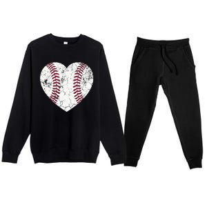 Baseball Heart Cute Mom Softball Gift mother's dsy Premium Crewneck Sweatsuit Set