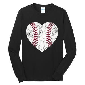 Baseball Heart Cute Mom Softball Gift mother's dsy Tall Long Sleeve T-Shirt