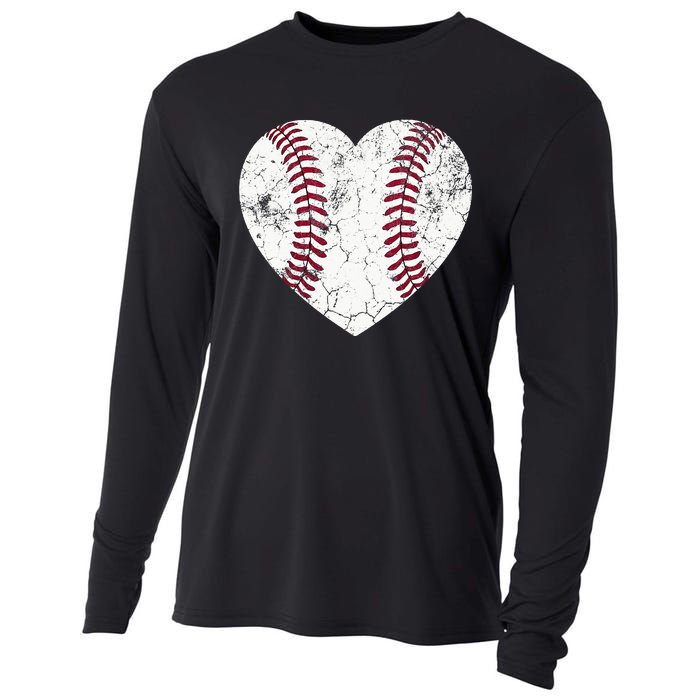 Baseball Heart Cute Mom Softball Gift mother's dsy Cooling Performance Long Sleeve Crew