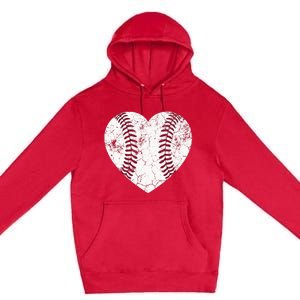 Baseball Heart Cute Mom Softball Gift mother's dsy Premium Pullover Hoodie