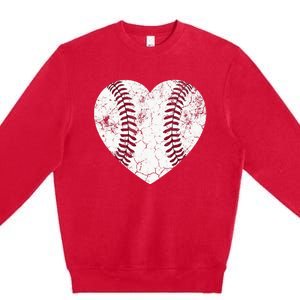 Baseball Heart Cute Mom Softball Gift mother's dsy Premium Crewneck Sweatshirt