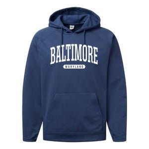 Baltimore Hoodie College Universit Y Style Md Usa Performance Fleece Hoodie