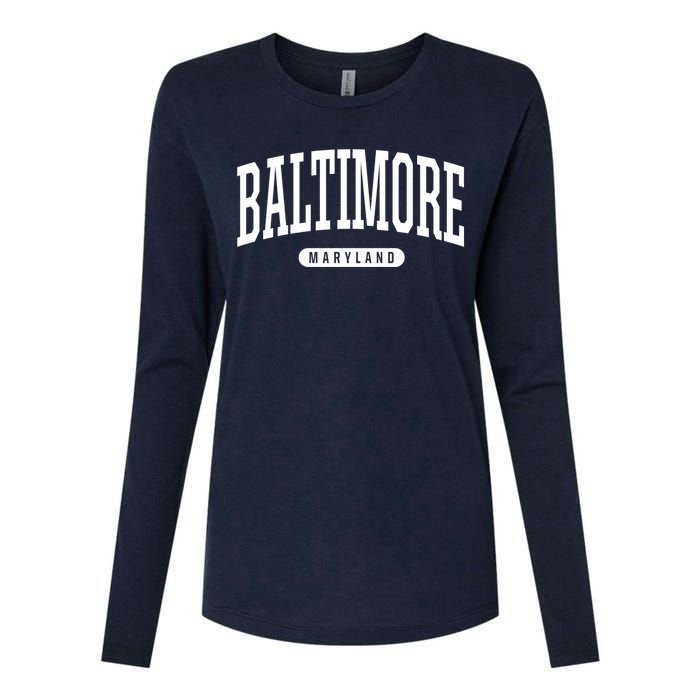 Baltimore Hoodie College Universit Y Style Md Usa Womens Cotton Relaxed Long Sleeve T-Shirt