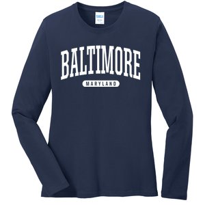 Baltimore Hoodie College Universit Y Style Md Usa Ladies Long Sleeve Shirt