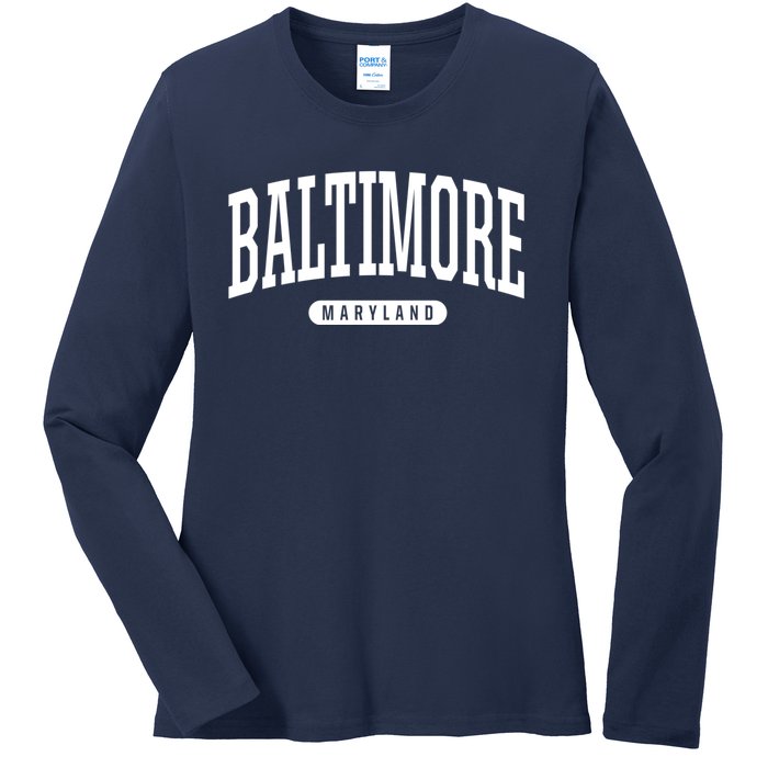 Baltimore Hoodie College Universit Y Style Md Usa Ladies Long Sleeve Shirt