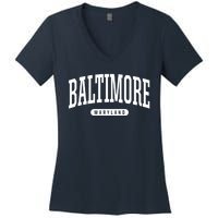 Baltimore Hoodie College Universit Y Style Md Usa Women's V-Neck T-Shirt