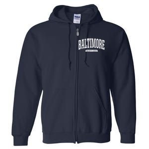 Baltimore Hoodie College Universit Y Style Md Usa Full Zip Hoodie