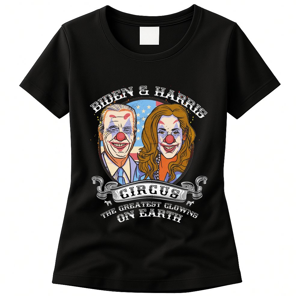 Biden Harris Circus Greatest Clowns on Earth Anti Biden Womens T-Shirt