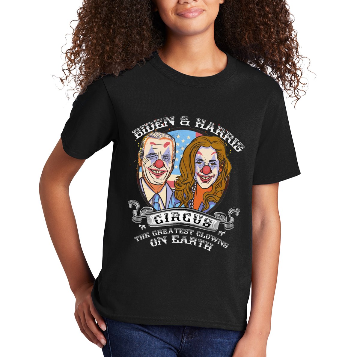 Biden Harris Circus Greatest Clowns on Earth Anti Biden Kids T-Shirt
