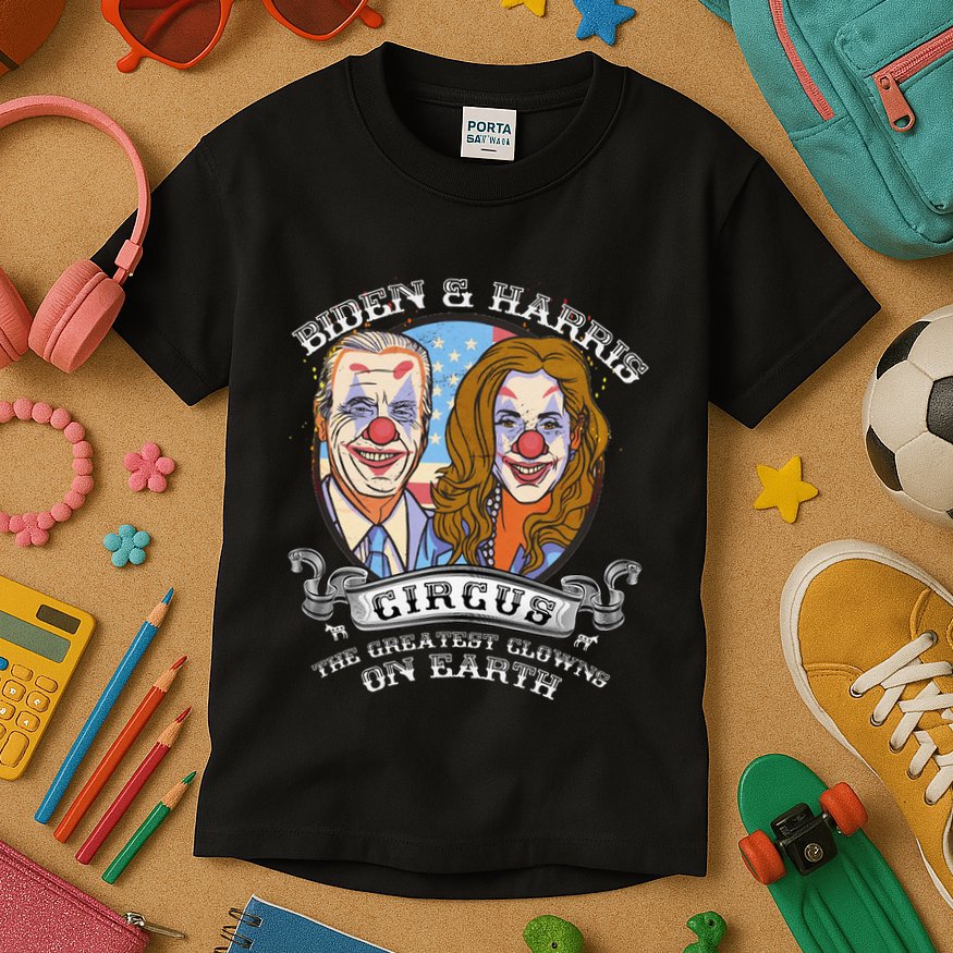 Biden Harris Circus Greatest Clowns on Earth Anti Biden Kids T-Shirt