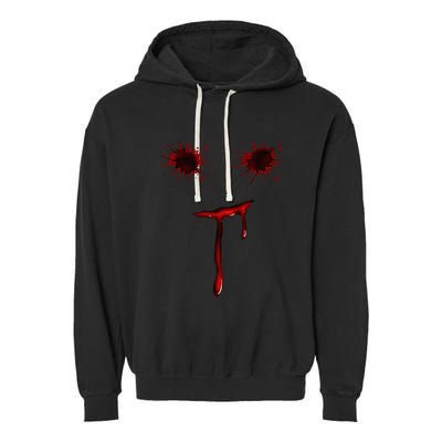 Bloody Halloween Costume Blood Splatter Smile Garment-Dyed Fleece Hoodie