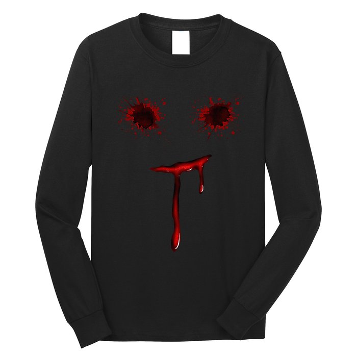 Bloody Halloween Costume Blood Splatter Smile Long Sleeve Shirt