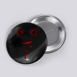 Bloody Halloween Costume Blood Splatter Smile Button